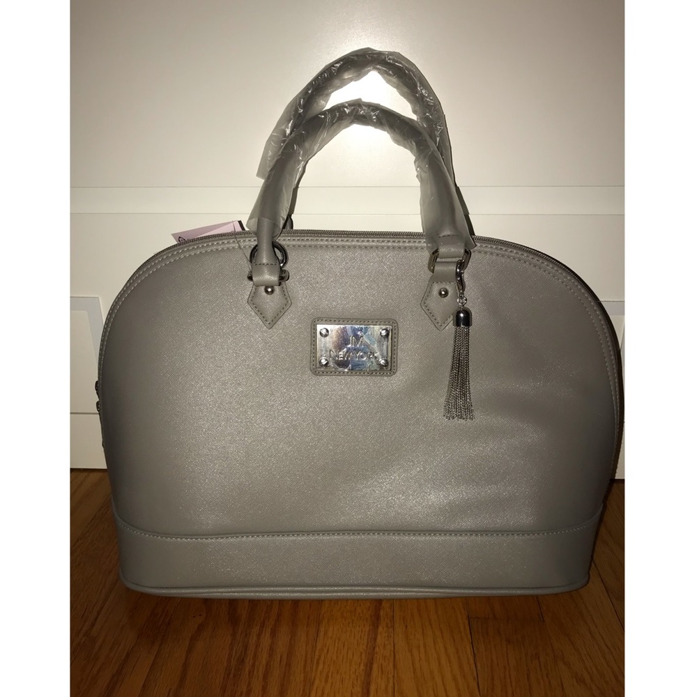 Gray patent leather JM New York satchel